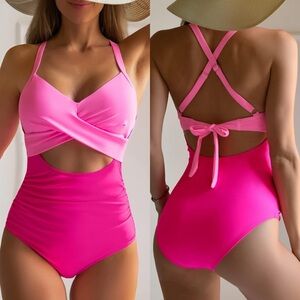 NWT Women's One Piece‎ Swimsuits Tummy Control Cutout High Waisted Bathin…